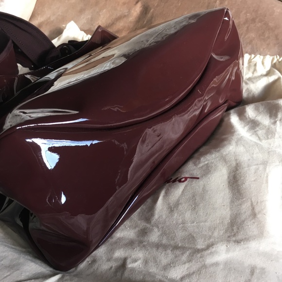 Ferragamo Selene Patent Oxblood Tote - Picture 2 of 6